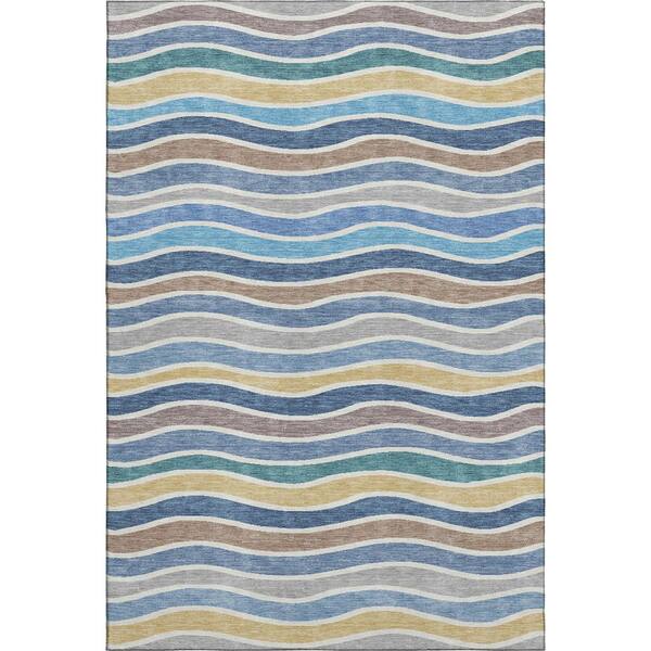 Mayfield Premium Machine Washable Abstract AMF2333 Blue 10 ft. x 14 ft. Area Rug