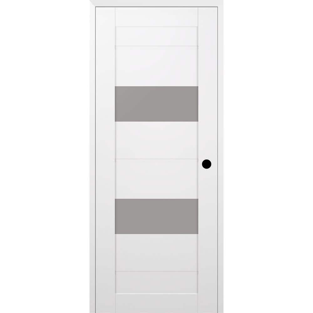 Vita 24 in. x 80 in. Left Hand 2-Lite Frosted Glass Snow White Composite Wood Single Prehung Door price history on PriceWatchPro