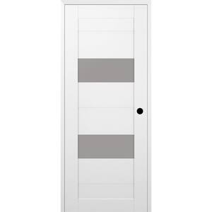 Vita 28 in. x 84 in. Left Hand 2 Lite Frosted Glass Snow White Composite Wood Single Prehung Door
