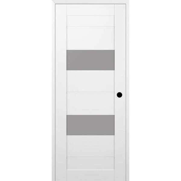 Belldinni Vita 28 in. x 84 in. Left Hand 2 Lite Frosted Glass Snow White Composite Wood Single Prehung Door
