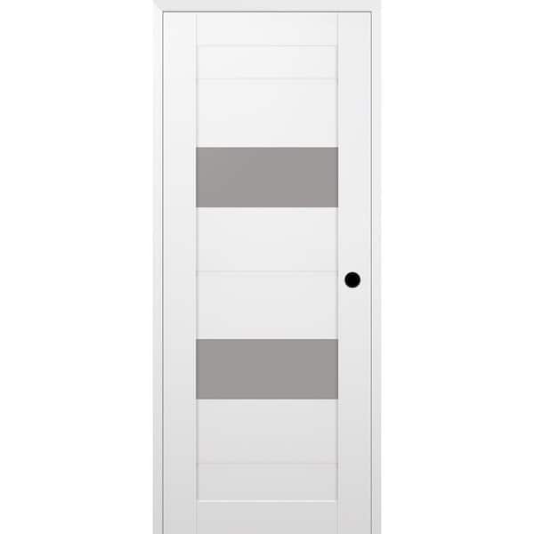 Belldinni Vita 18 in. x 80 in. Left Hand 2-Lite Frosted Glass Snow White Composite Wood Single Prehung Door