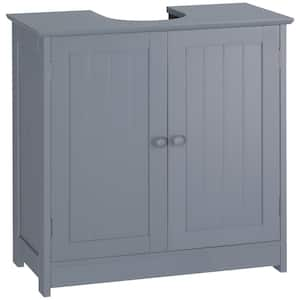 23.5 in. W x 11.75 in. D x 23.5 in. H Freestanding Pedestal Bath Vanity with MDF Top and Adjustable Shelf in Gray