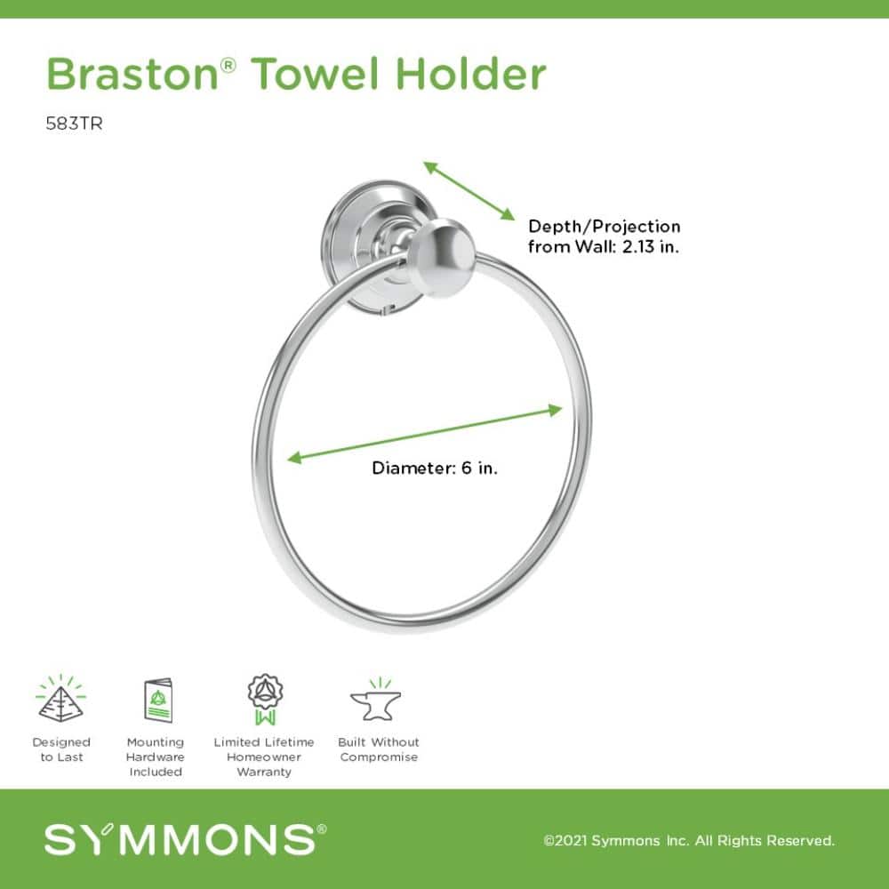 Braston Polished Chrome Wall Mounted Towel Ring