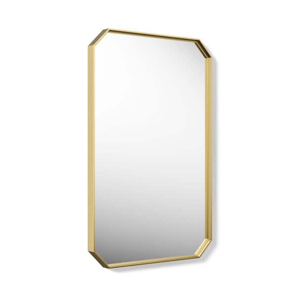 Claude by Studio McGee 22 in. Rectangular Framed Surface-Mount Bathroom Vanity Mirror In Vibrant Brushed Moderne Brass