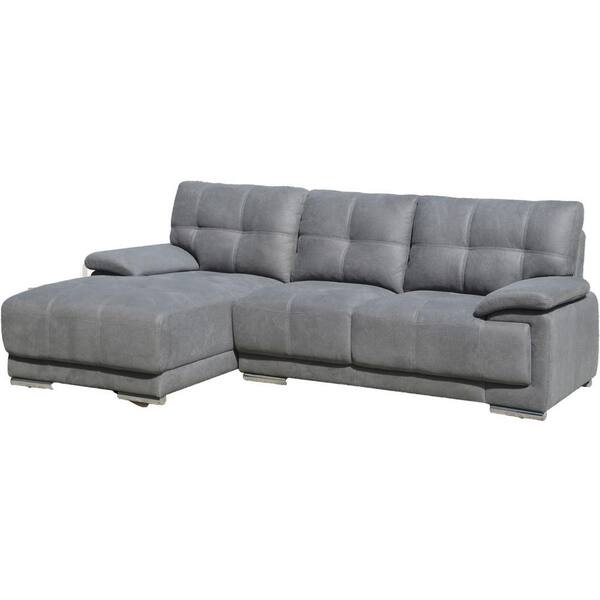 Unbranded Jacob Contemporary Tufted-Stitch Sectional Sofa with Left Facing Chaise, Grey