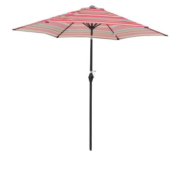 Unbranded 9 ft. Metal Market Patio Umbrella in Red Stripes