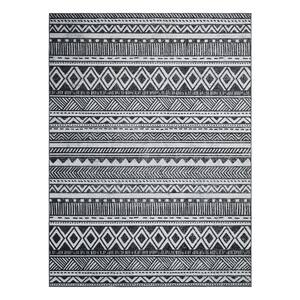 Black/White 5 ft. x 7 ft. Moroccan Boho Modern Geometric Area Rug