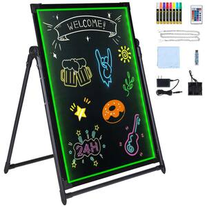 LED Message Writing Board Neon Effect Menu Sign Board 32 in. x 24 in. Illuminated Erasable Lighted Chalkboard Black