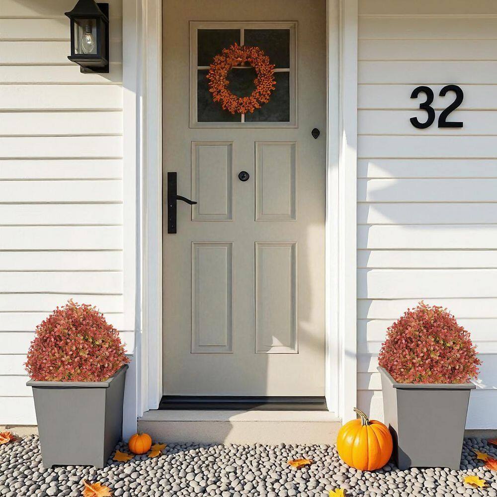 2 ft. Artificial Topiary Tree Autumn Boxwood Decorative Ball Tree in Pot 2-Pack
