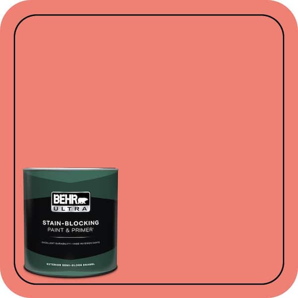 BEHR ULTRA 1 qt. #170B-5 Youthful Coral Semi-Gloss Enamel Exterior Paint & Primer