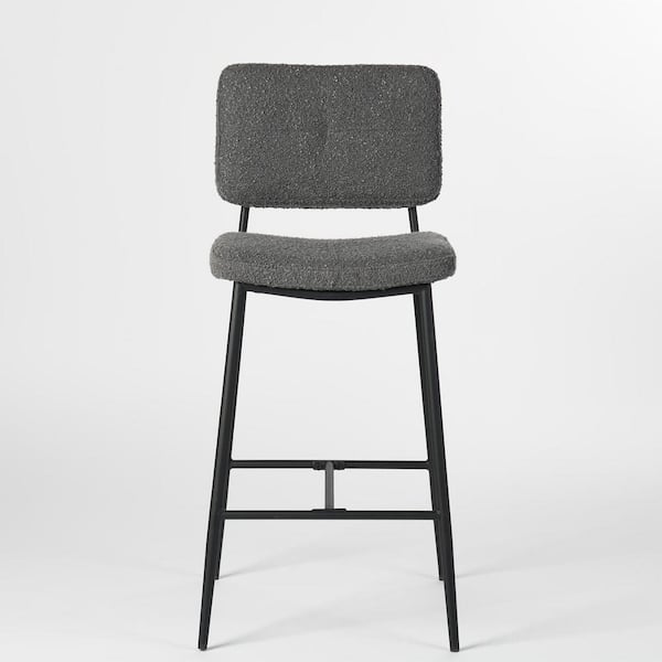 HomeRoots 27 in. Green and Black Low Back Metal Counter Height Bar Chair with MDF Seat Set of 2