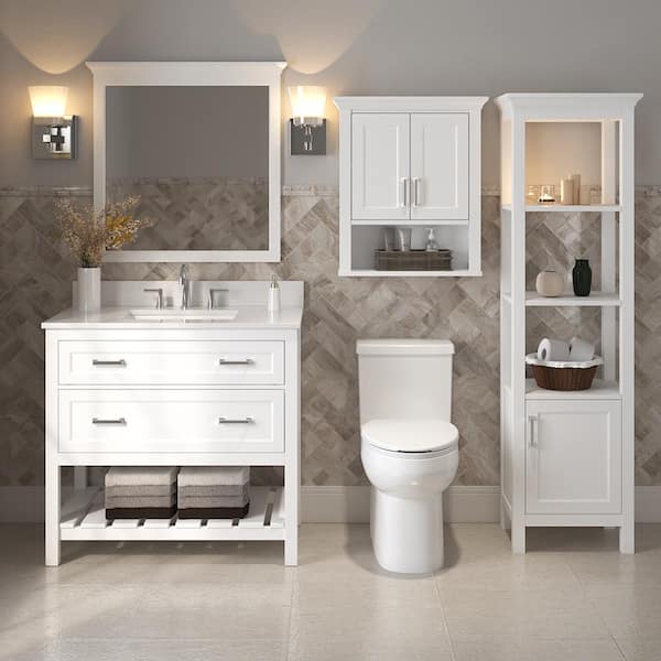 CRAFT + MAIN Hollis 24-in x 28-in x 8-in White Soft Close Bathroom Wall Cabinet