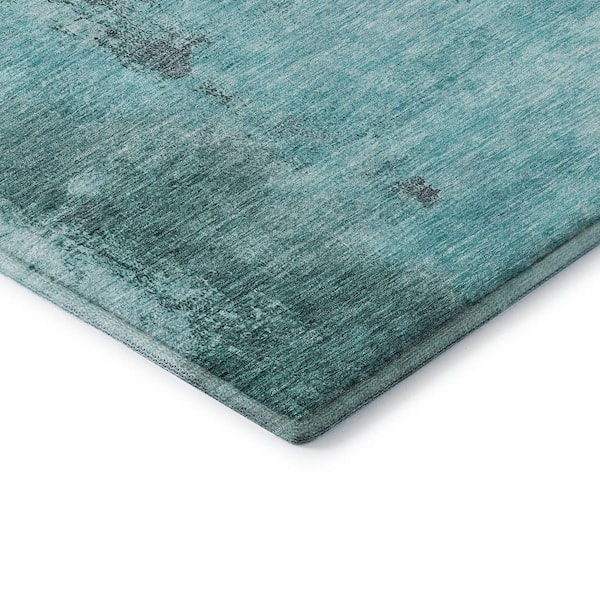 Mayfield Premium Machine Washable Abstract AMF1068 Teal 2 ft. x 3 ft. Area Rug