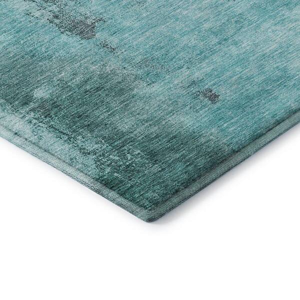 Mayfield Premium Machine Washable Abstract AMF1068 Teal 9 ft. x 12 ft. Area Rug