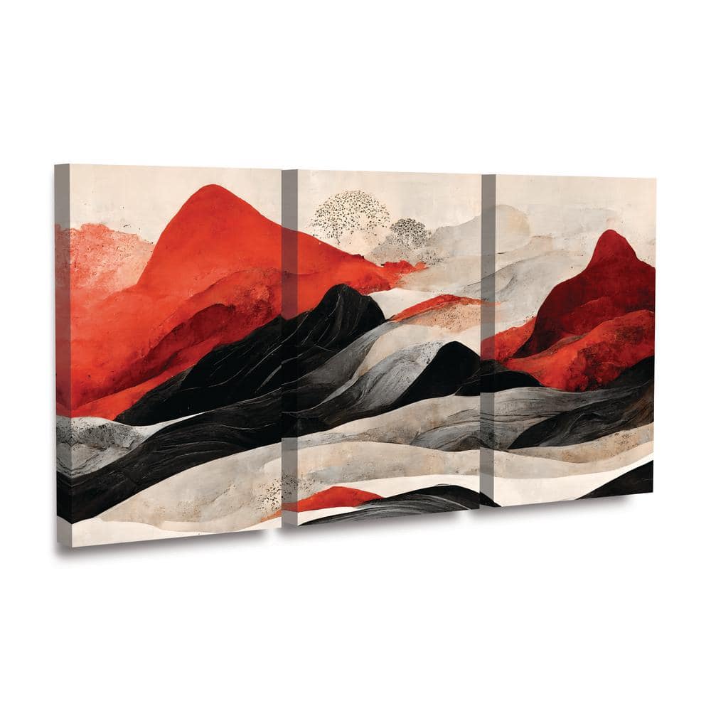 Treechild Red and Black Abstract Landscape Canvas Art Set