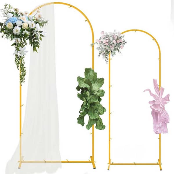 Set of 2 Metal Arch Backdrop Stands for Weddings, Parties, and Events