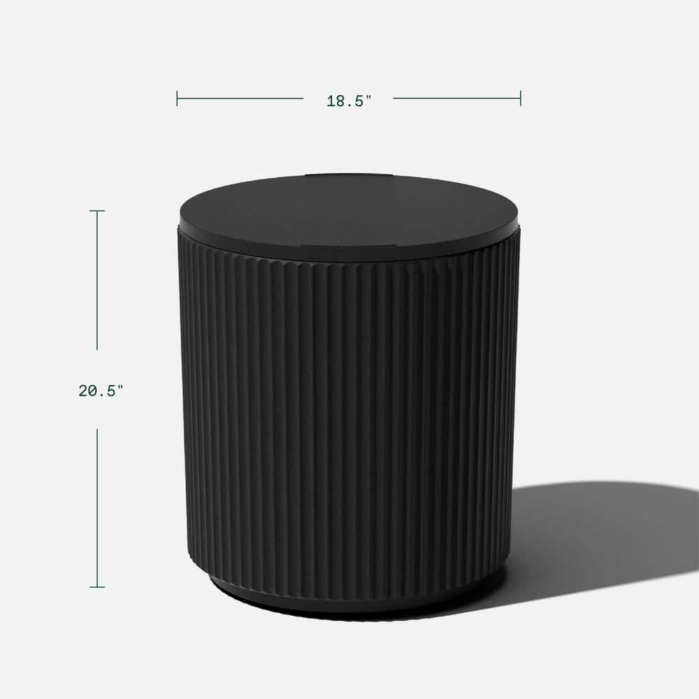 Veradek 21" Black Concrete-Plastic Drum Shape Accent Table