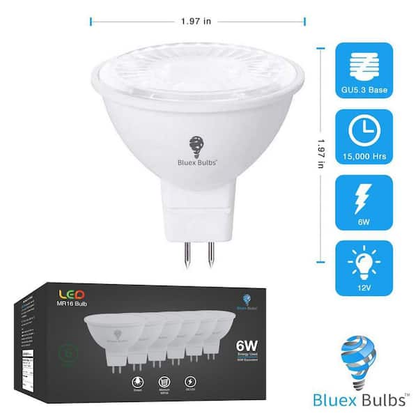 BLUEX BULBS 50-Watt Equivalent MR16 Decorative LED Light Bulb in Green (6-Pack) GREEN-MR16-6W - The Home Depot