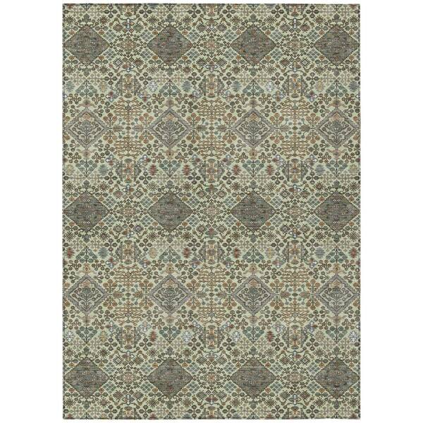 Chantille Machine Washable Indoor/Outdoor Abstract ACN2478 Celery 5 ft. x 7 ft. 6 in. Area Rug