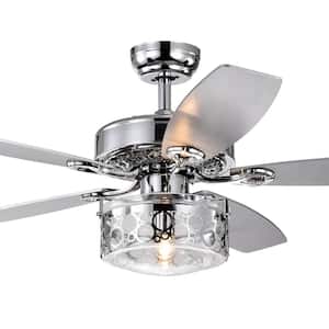 Pamerine 52 in. Indoor Chrome Remote Controlled Ceiling Fan with Light Kit
