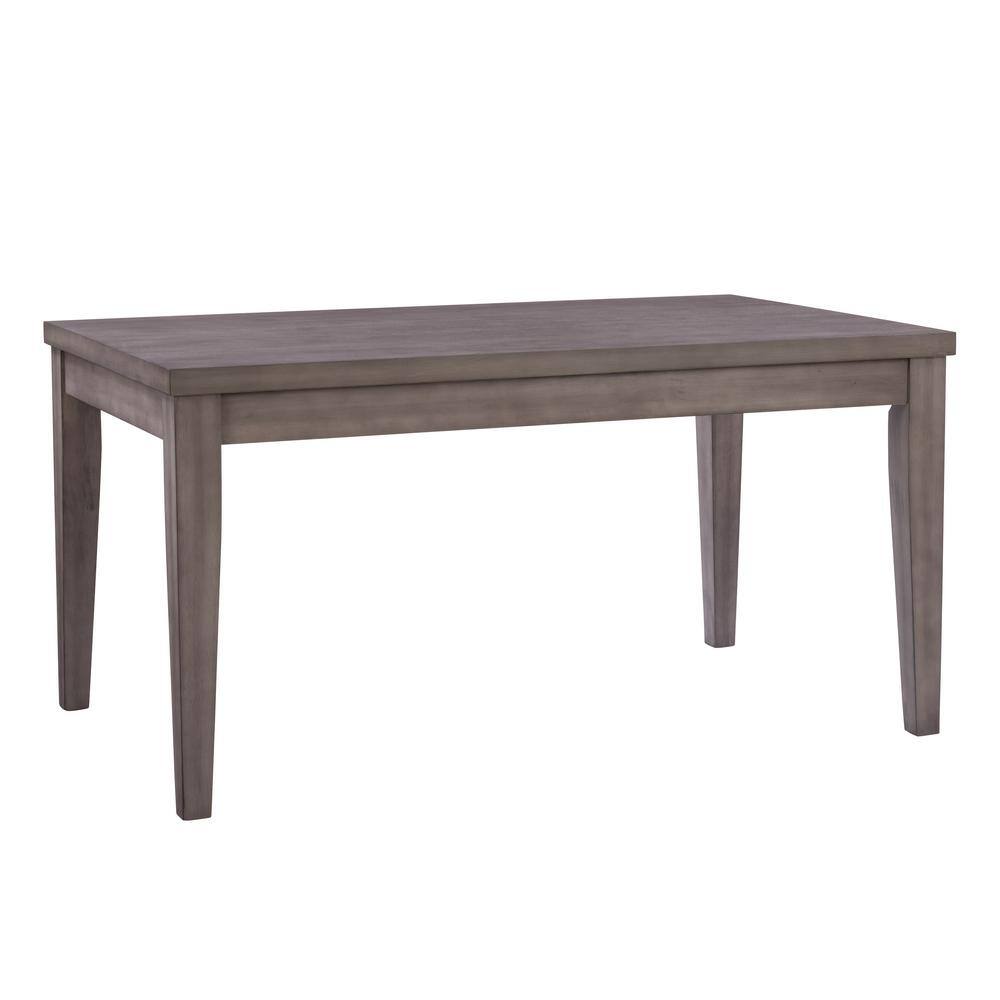 Washed Gray Wood 5-Piece Dining Set with Black Cushioned Chairs