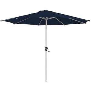 9 ft. Aluminum Outdoor Market Umbrella Patio Umbrella, 5-Year Fade-ResisTant and Push Button Tilt in Navy Blue
