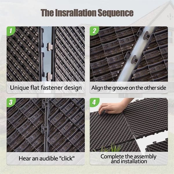 WRIGHTMASTER 1.02ft. x 1.02ft. Quick Deck Plastic Interlocking Deck Tile in Walnut Diagonal Stripes (36 sq. ft. per Box)