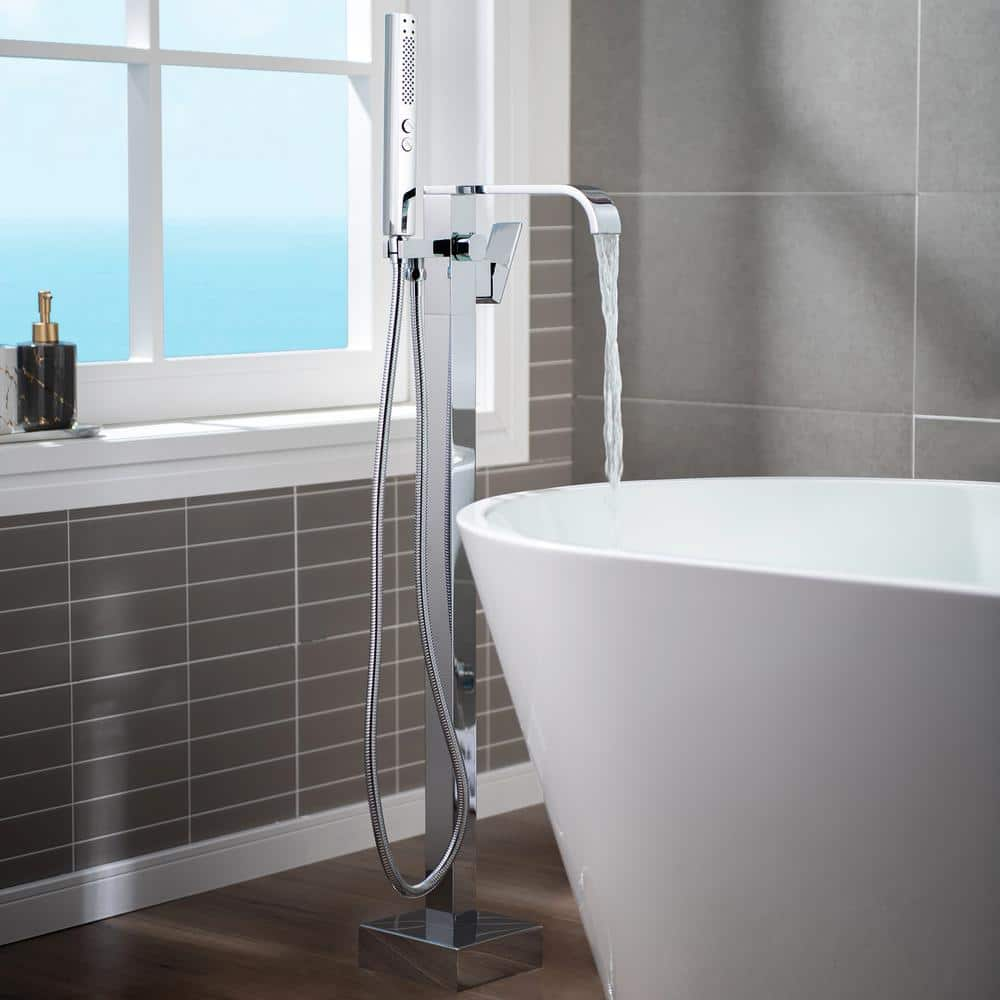 WOODBRIDGE Newark SingleHandle Freestanding Tub Faucet with Hand Shower in Chrome F1018 The