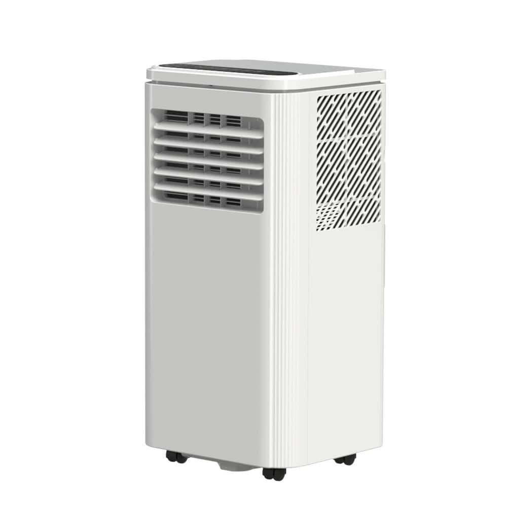 8,000 BTU (DOE) Portable Air Conditioner Cools 200 Sq. Ft. with Dehumidifier, Drain Hose and Remote in Whites -  Elexnux, XNBYDJE041702