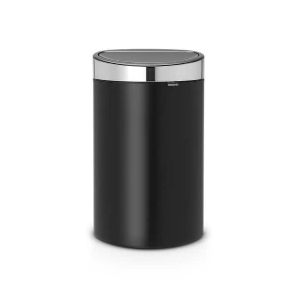 10.6 Gal. (40L) Touch Top Trash Can, Matte Black with Matte Steel Fingerprint Proof Lid