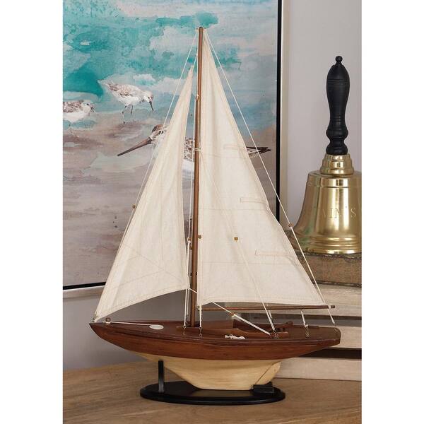 Litton Lane 16 in. x 25 in. Rustic Wooden Sailing Ship Model