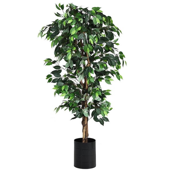 Gymax 6 ft. Artificial Ficus Tree Fake Greenery Plant Home Office Decoration
