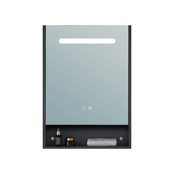 JimsMaison 21 in. W x 30 in. H Rectangular Black Aluminum Recessed/Surface Mount Medicine Cabinet with Mirror