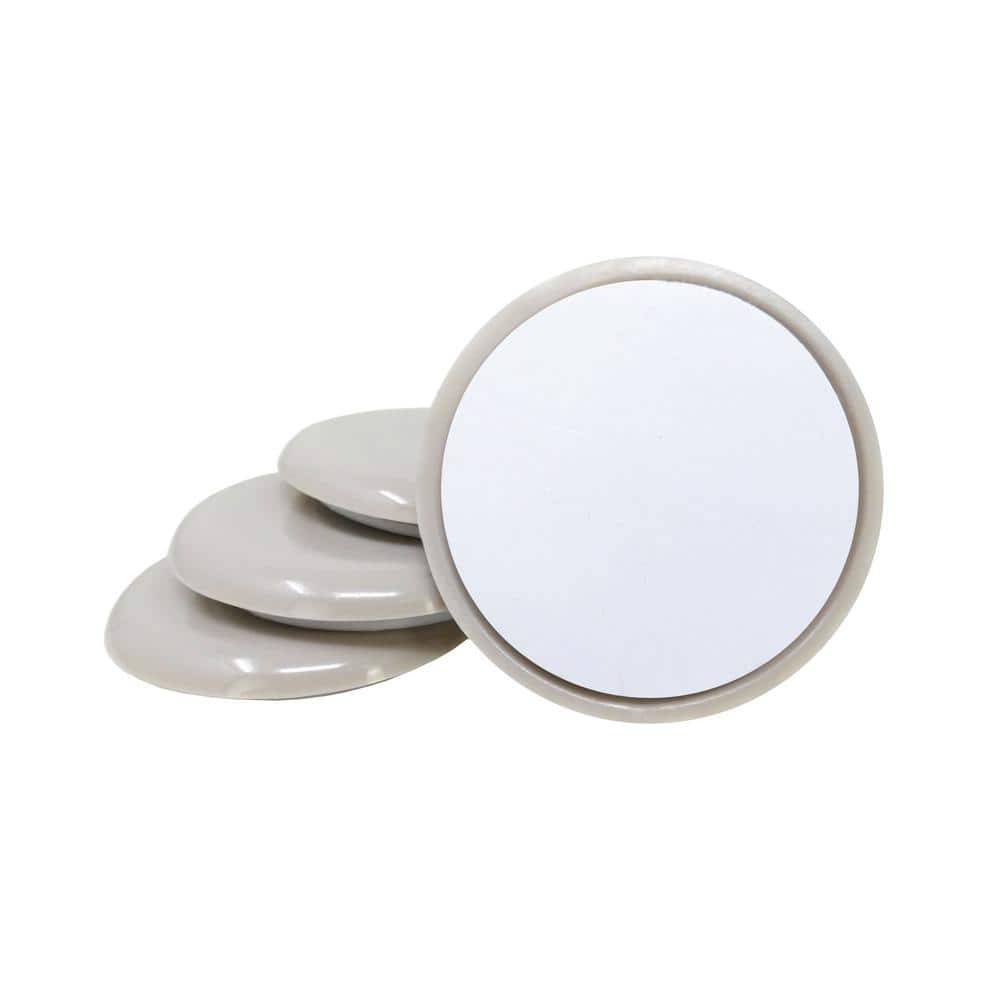 Everbilt 2-1/8 in. Beige Round Self-Adhesive Plastic Heavy Duty Furniture Slider Glides for Carpeted Floors (4-Pack) 4602444EB
