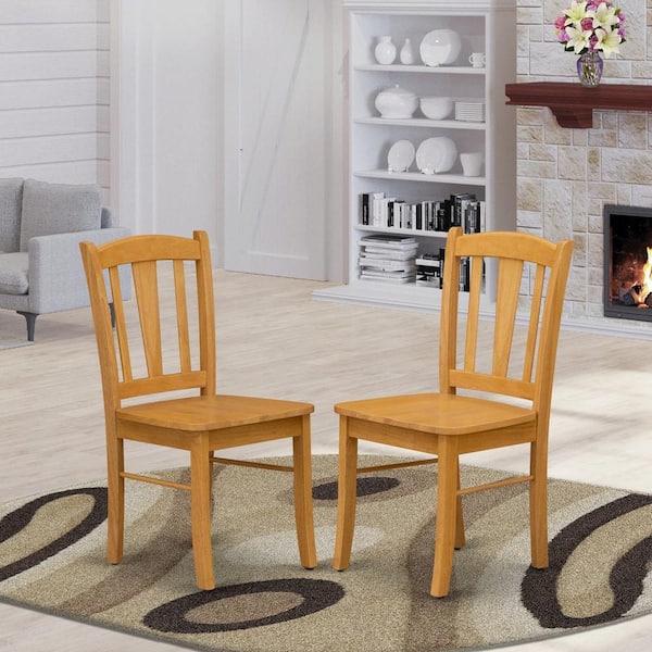 HOME IMPORTS EMPORIUM Oak Wooden Seat Slat Back Dining Chair (Set of 2)