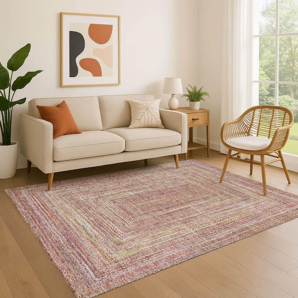 Mayfield Premium Machine Washable Abstract AMF1726 Paprika 5 ft. x 7 ft. 6 in. Area Rug