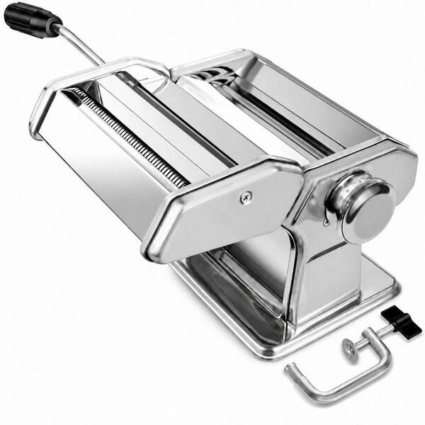 Manual Pasta Maker with 7 Thickness Settings and 2-in-1 Cutter for Spaghetti, Fettuccine and Ravioli