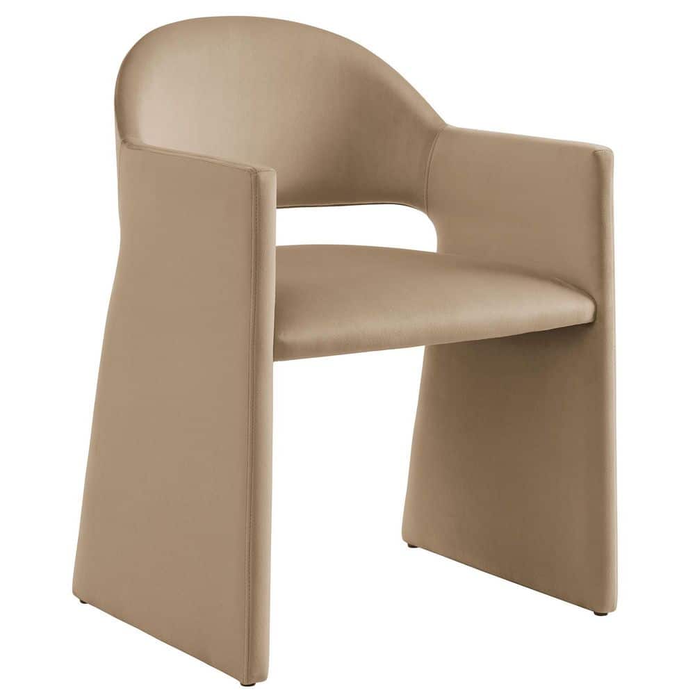 talia performance velvet dining armchair in taupe