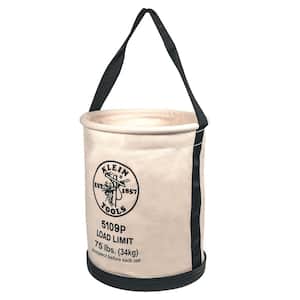 Canvas Bucket, Wide Straight-Wall with Pocket, Molded Bottom, 12-Inch