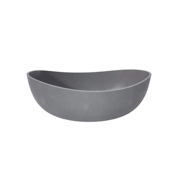 63 in. x 38 in. Freestanding Bathtub Cement Soaking Tub in Gray