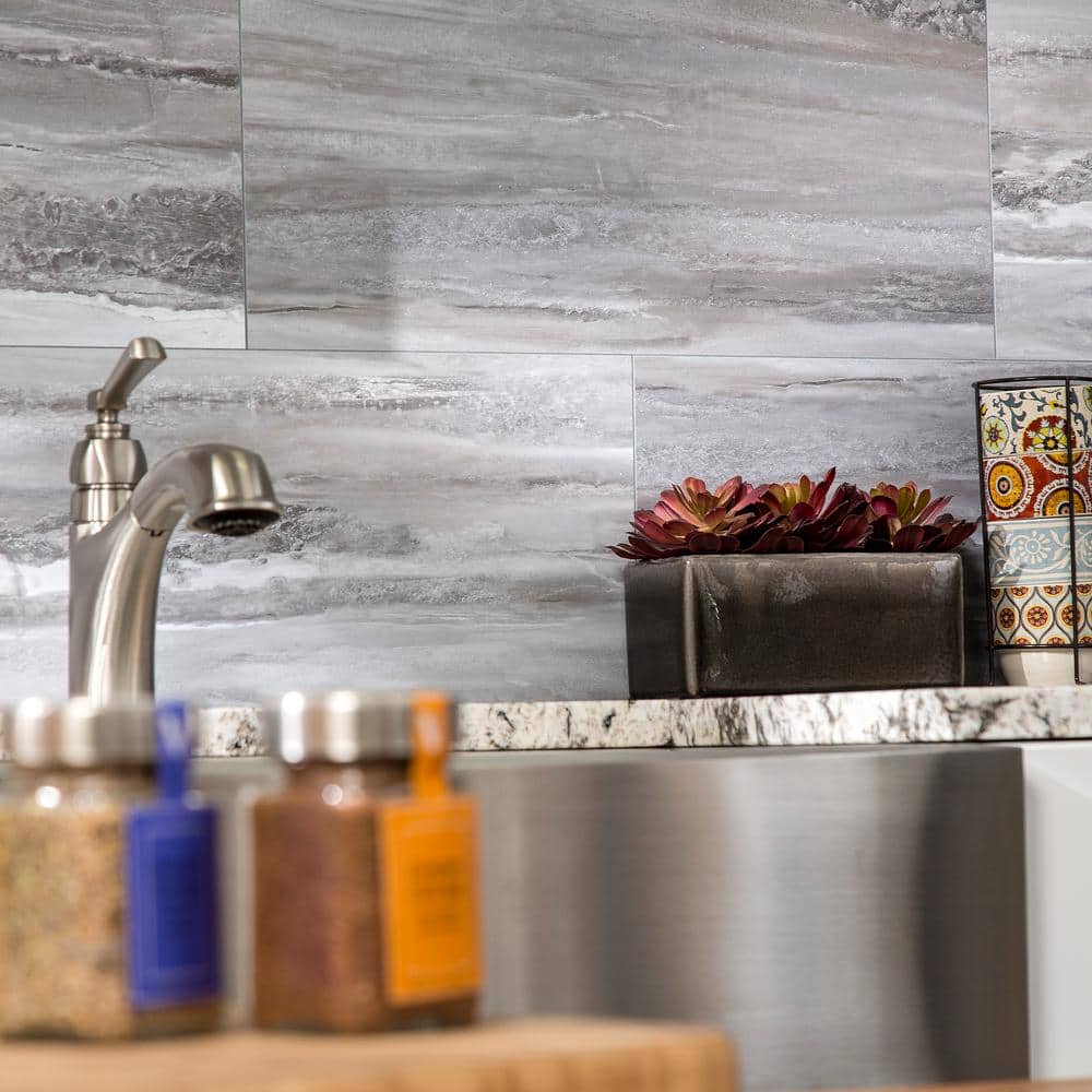 Hermitage Granite Gray Vinyl Interlocking Wall Tile Panels