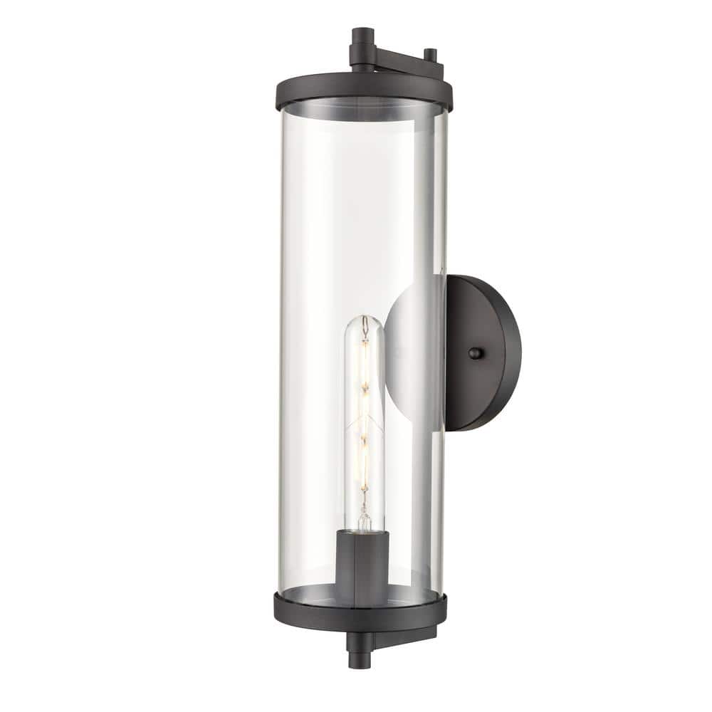 Beckham 18 in. 1-Light Textured Black Transitional Outdoor Hardwired Wall Sconce with Clear Glass price history on PriceWatchPro