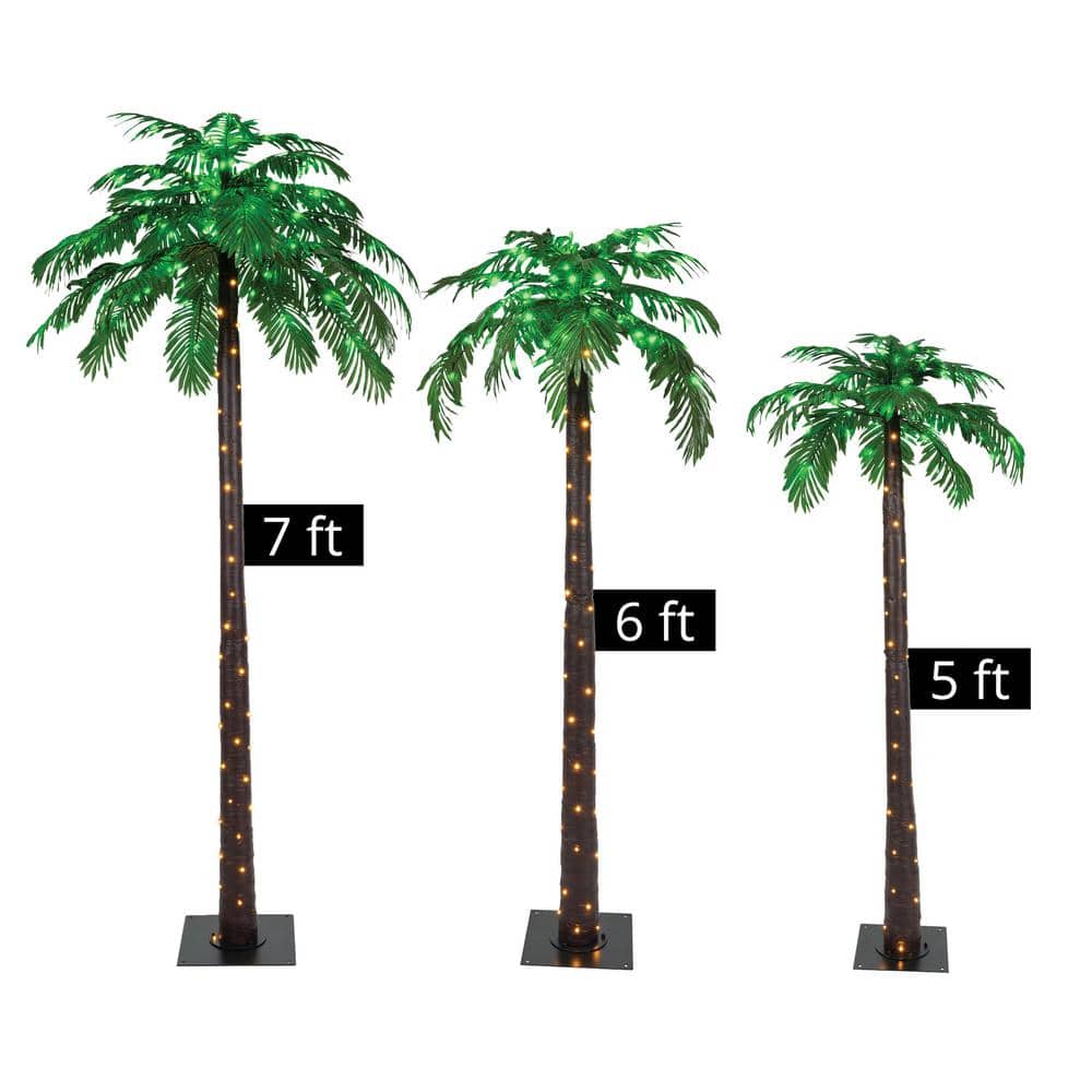 5' Green and White LED Lighted Outdoor Christmas Palm Tree