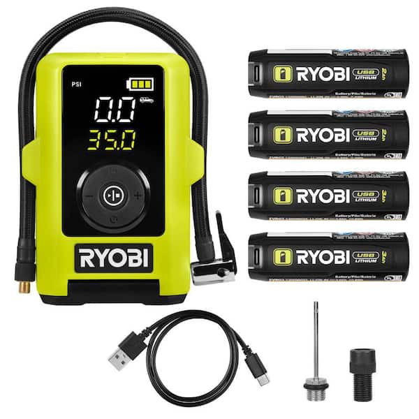 USB Lithium Smart Tire Inflator Kit w/ (2) 2Ah Batteries, Charging Cable & 3Ah Rechargeable Battery (2-Pack)