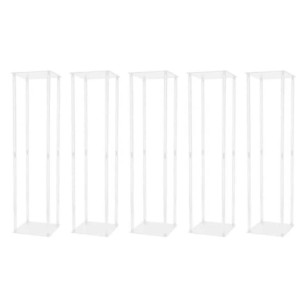 YIYIBYUS 5-Pieces 9.84 in. W x 39.37 in. H Clear Plastic Acrylic Flower Stand Modern Square Wedding Decoration Flower Stand