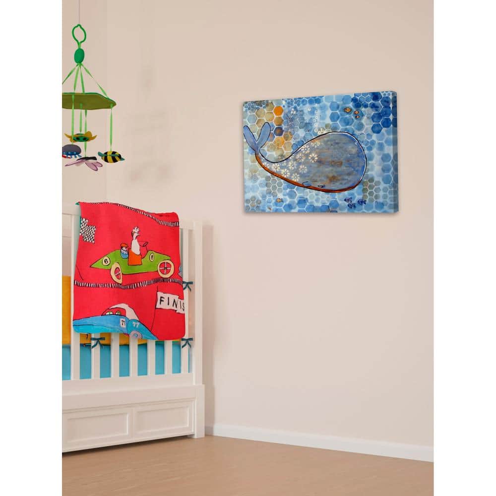20 in. H x 30 in. W Flowery Whale by Marmont Hill Printed Canvas Wall 