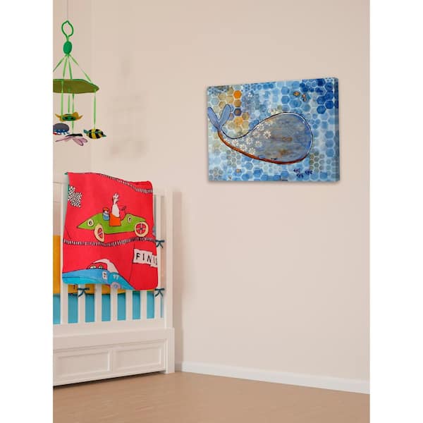 Unbranded 20 in. H x 30 in. W "Flowery Whale" by Marmont Hill Printed Canvas Wall Art