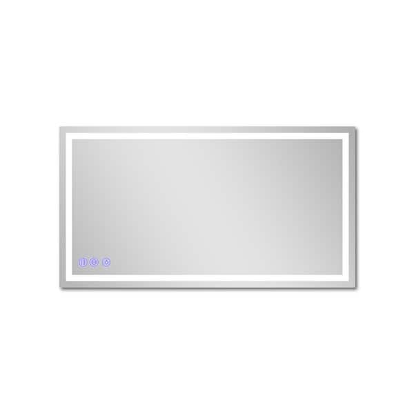 30 in. W x 55 in. H LED Light Rectangular Modern Frameless Wall Bathroom Mirror White