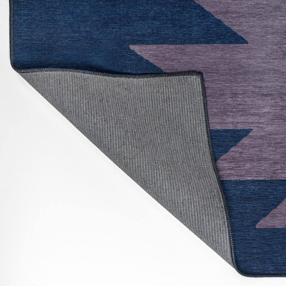 Navy and Purple Geometric Chenille 4' x 6' Washable Rug
