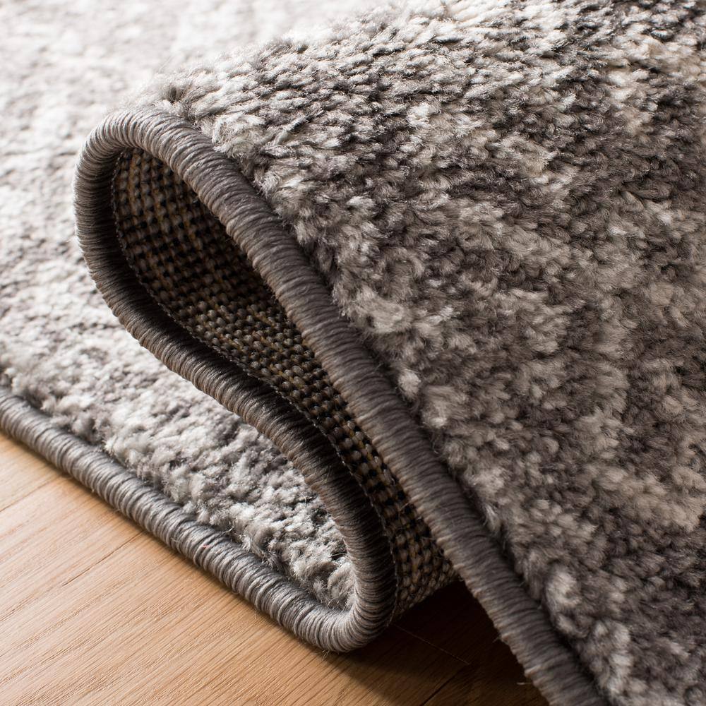 Dark Grey and Ivory Geometric Wool Area Rug, 9' x 12'